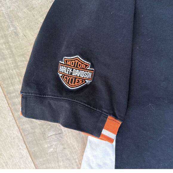Harley-Davidson Black and Orange Polo Mens Size Large - Picture 9 of 10